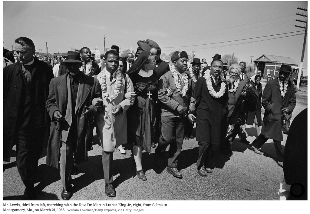 Dr. King and John Lewis march from Selma to Montgomery, March 21, 1965